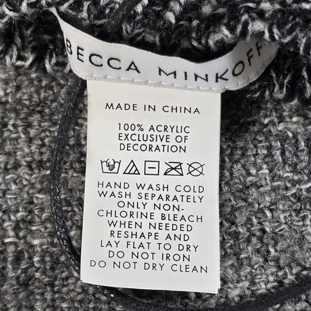 Rebecca Minkoff Womens Black White Marled Knit Arm Warmers Fingerless Gloves NWT